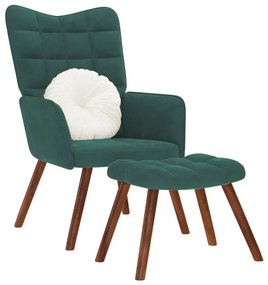Poltrona Relax Con Poggiapiedi Verde Scuro İn Velluto /