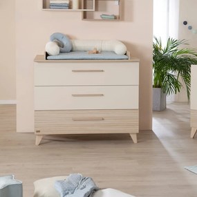 Cassettiera per bambini color crema/di colore naturale con effetto rovere con fasciatoio 110x98x75 cm Sidney – Roba