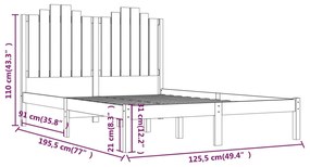 Giroletto Bianco Legno Massello di Pino 120x190cm Small Double