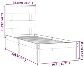 Giroletto in Legno Massello Nero 75x190 cm Small Single