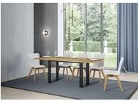 Tavolo da Pranzo Tecno Double 120x45 apertoAllungato120x90200x90 in Nobilitato e Ferro Colore: Quercia Naurale