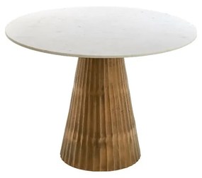 Tavolo da pranzo rotondo in bianco e bronzo con piano in marmo ø 100 cm Leyda - Light &amp; Living
