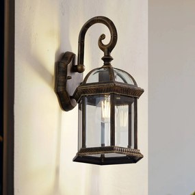 Lindby Applique da esterno Adelisa, oro antico, alluminio, altezza 39 cm