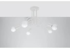 Sollux SL.1432 - Lampadario a plafone LOOP 5xE27/15W/230V bianco