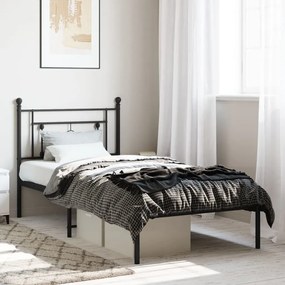 Giroletto Con Testiera İn Metallo Nero 90x200 Cm /