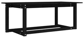 Tavolino da salotto nero 110x55x45 cm legno massello di pino