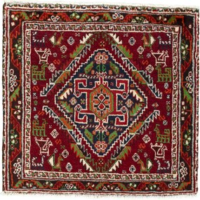 Shiraz Tappeto 60x60 Rosso (Iran) Annodato A Mano