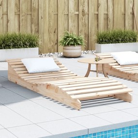 Lettino Prendisole 205x80x31,5 Cm İn Legno Massello Di Pino /