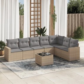 Set divano da giardino 8 pz con cuscini beige in polyrattan