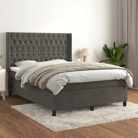 Giroletto A Molle Con Materasso Grigio Scuro 140x200 Cm Velluto /