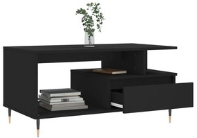 Tavolino da salotto nero 90x49x45 cm in legno multistrato