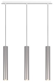 Lampadario Industrial-Minimal Xeana Metallo Bianco Alluminio 3 Luci Gu10