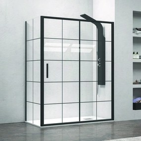 Kamalu - Cabina doccia colore nero 130x90 vetro con riquadri neri NICO-D3000S