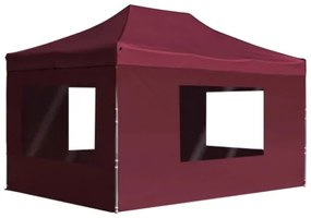 Gazebo Professionale Pieghevole Alluminio Pareti 4,5x3m Rosso