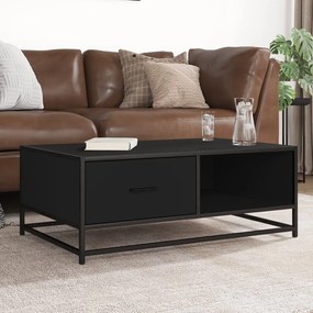 Tavolino Salotto Nero 90x57x35 Cm İn Truciolato E Metallo /