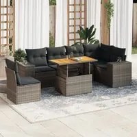 Set Divani da Giardino 7 pz con Cuscini Grigio in Polyrattan 3327385