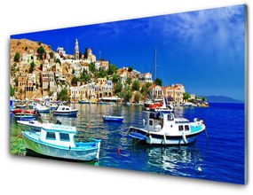 Pannello retrocucina Barca da città, paesaggio marino 100x50 cm