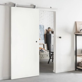 Porta scorrevole Oxford bianco in mdf bianco, L 93 x H 212 cm, con binario Ermes Reversibile