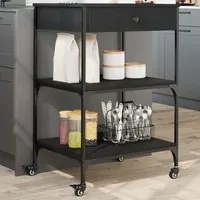 Carrello da Cucina Nero 60x48x89,5 cm in Legno Multistrato 842371