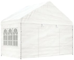 Gazebo con Tetto Bianco 11,15x4,08x3,22 m in Polietilene