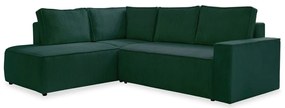 Divano letto angolare in velluto a coste verde scuro Brave Dave - Miuform
