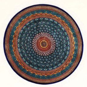 Ghom Tappeto 200 x 200 Blu (Iran) Macchina