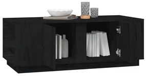 Tavolino da salotto nero 110x50x40 cm legno massello di pino