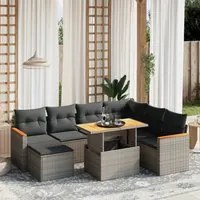 Set Divano da Giardino 8 pz con Cuscini Grigio in Polyrattan 3273195