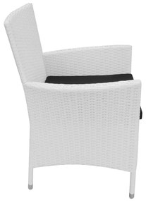 Set da Pranzo da Giardino 9 pz in Polyrattan Bianco Crema