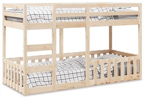 Letto A Castello 90x200 Cm İn Legno Massello Di Pino /