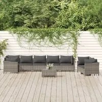 Set Divani da Giardino 9 pz con Cuscini in Polyrattan Grigiocod mxl 100646