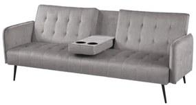 Divano Prontoletto 3 Posti 196x81x79 Con Portabicchieri Modern Grigio Chiaro