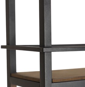 Lampada a sospensione intelligente nera con legno e mensola 4 luci incl. Wifi A60 - Cage Rack