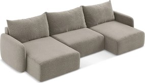 Divano angolare beige allungabile/con contenitore Kalena – Makamii