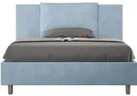 Letto alla Francese rivestito in Microfibra - ANTEA Colore: Azzurro, Dimensione Rete: 140x190, Tipologia Letto: Con Rete