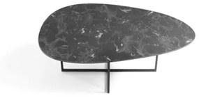 Tavolino in metallo con piano in vetro effetto Marmo Nero GINNI 90