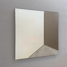 Specchio moderno 80x80 cm vetro bronzo e laminato effetto avorio - THOMAS