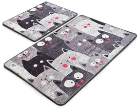 Tappetini da bagno grigi in set da 2 60x100 cm Meow - Foutastic