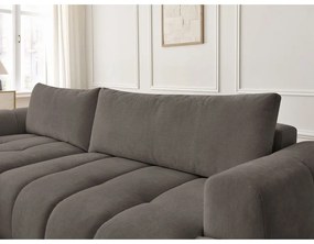 Divano angolare grigio tortora allungabile e con contenitore (penisola a sinistra/chaise lounge) con rivestimento in ciniglia Fuji – Bobochic Paris