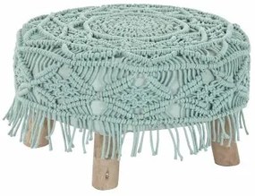 Poggiapiedi DKD Home Decor 53 x 53 x 31 cm Naturale Legno Marrone Verde 50 x 50 x 30 cm Macramé Boho