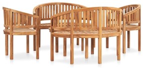 Set salotto da giardino 5 pz design curvo in massello di teak