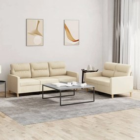 Set Di Divani 2 Pz Con Cuscini Crema İn Tessuto /