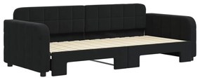 Divano letto con letto estraibile nero 90x200 cm in velluto