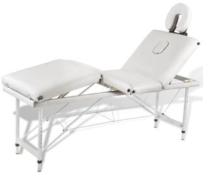 Lettino Massaggio Pieghevole Bianco Crema 4 Zone Con Telaio Alluminio /