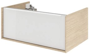 Mobile da bagno sospeso sotto lavabo L 75 x H 32 x P 48 cm grigio laccato lucido, 1 cassetto SENSEA Neo