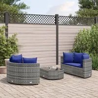 Set Divano da Giardino 5 pz con Cuscini Grigio in Polyrattan 3308447