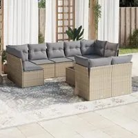 Set Divano da Giardino 10 pz con Cuscini Beige in Polyrattan 3218159