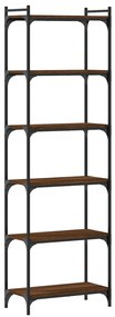 Libreria 6 ripiani rovere marrone 60x30x188cm legno multistrato