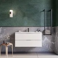 Mobile bagno sospeso 80cm bianco specchio armony, selezione accessori senza specchio