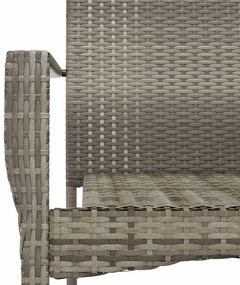 Set da Pranzo da Giardino 7 pz con Cuscini in Polyrattan Grigio